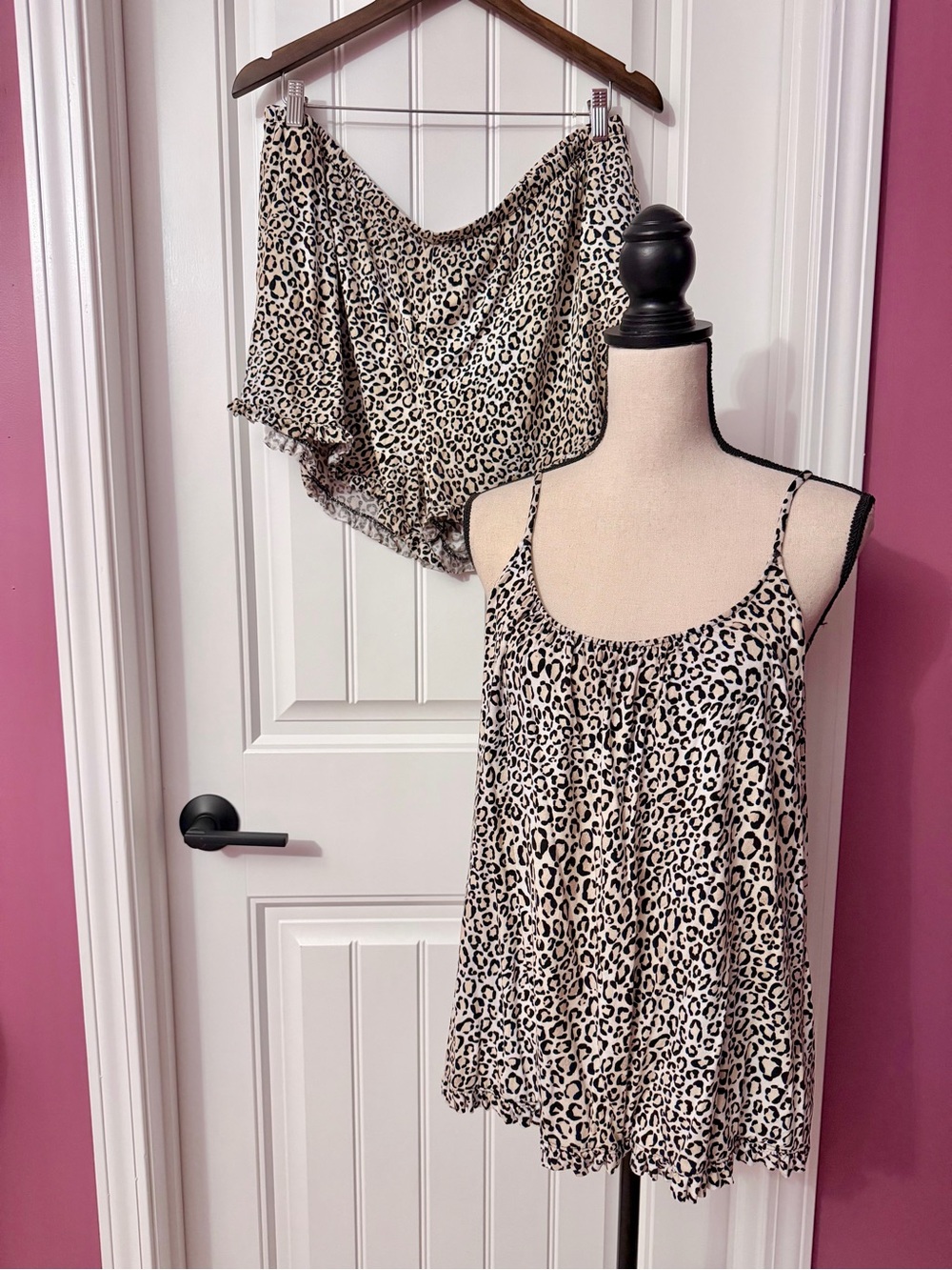 Joyspun Star Print Pajama Set Size XL Leopard Print